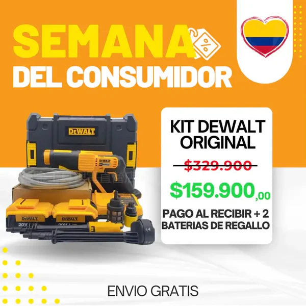 KIT ORIGINAL DEWALT: Hidrolavadora Portatil + ACCESORIOS + 2 baterias de regallo 48V